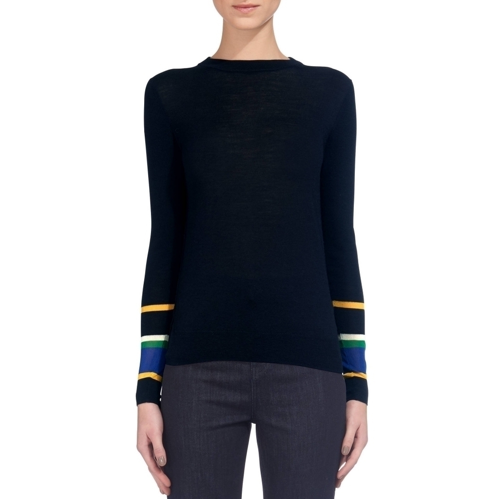Whistles Harrison Stripe Cuff Wool Jumper